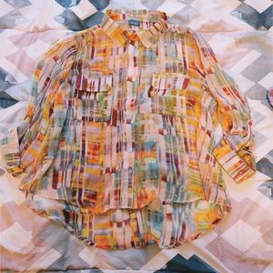 Multicolored Sheer Blouse (plus size)